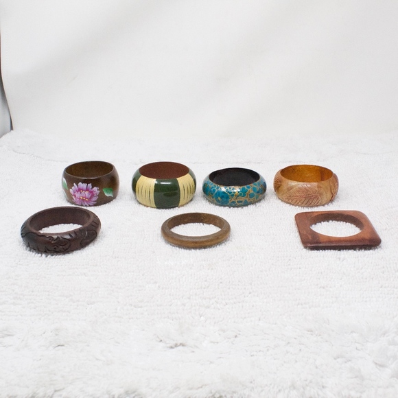 Jewelry - Lot of Wooden Painted Carved Bracelets